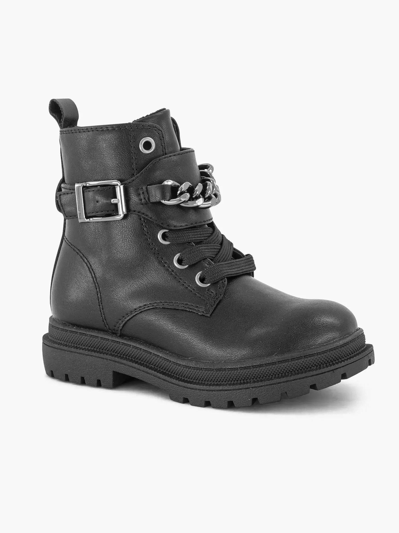 Oxmox Jongensschoenen-Zwarte Veterboot Sierketting, Offline Ivm Klachten (Laura)