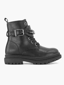Oxmox Jongensschoenen-Zwarte Veterboot Sierketting, Offline Ivm Klachten (Laura)