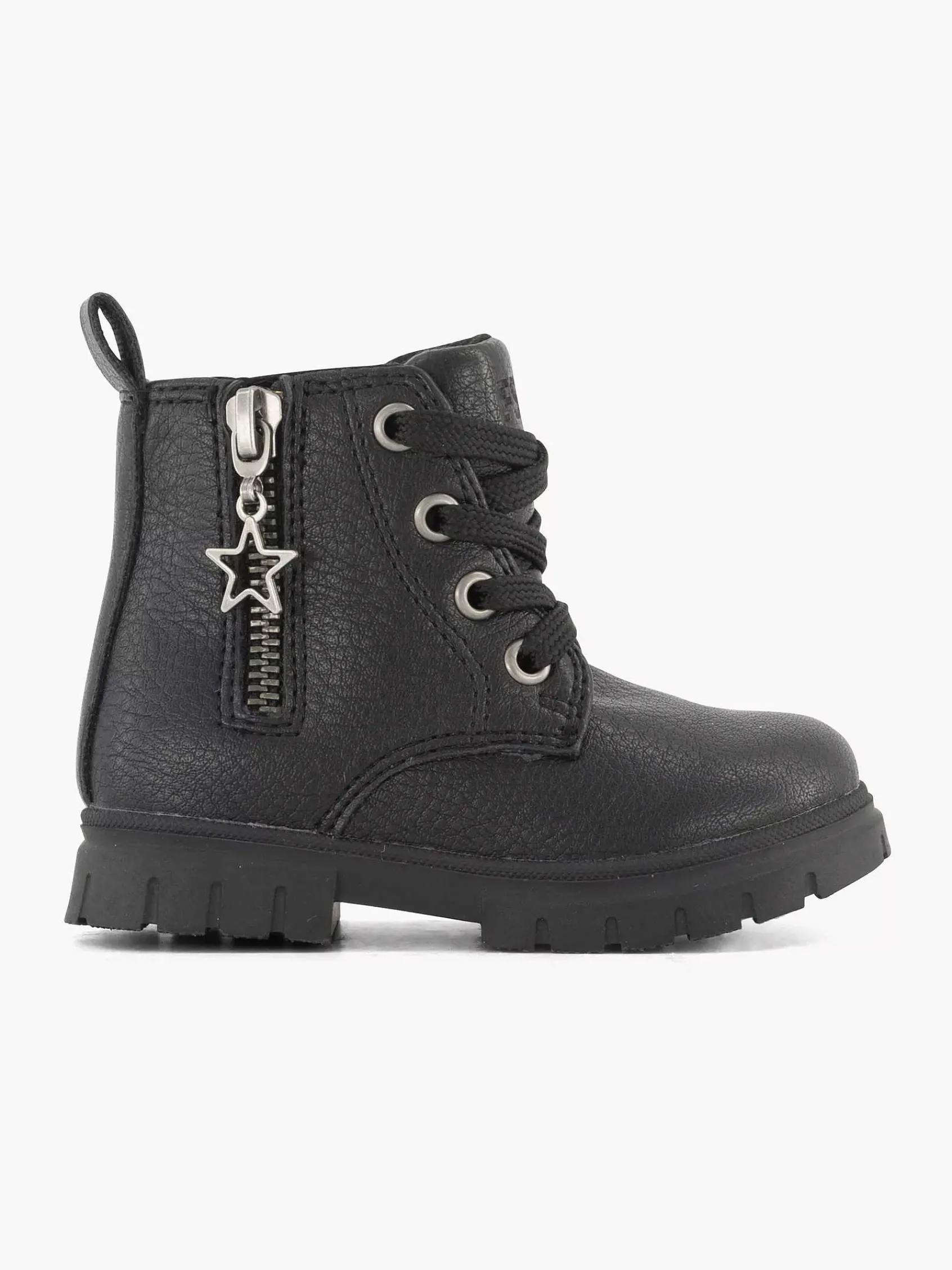 Graceland Jongensschoenen-Zwarte Veterboot Sterretje