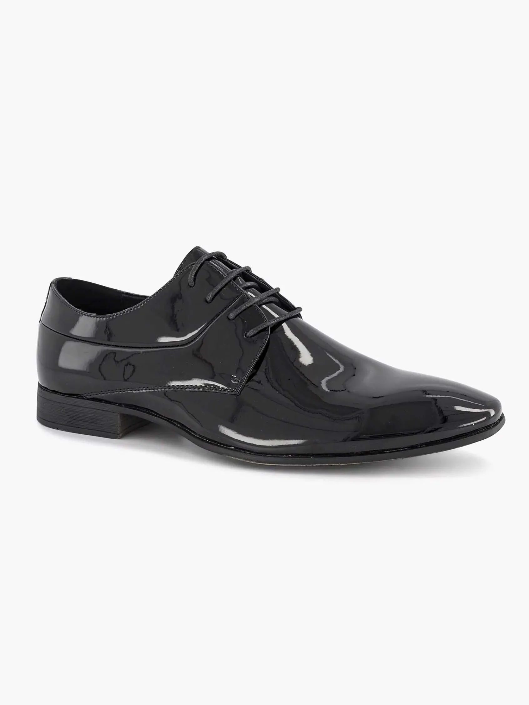 AM SHOE Geklede Schoenen-Zwarte Veterschoen Lak